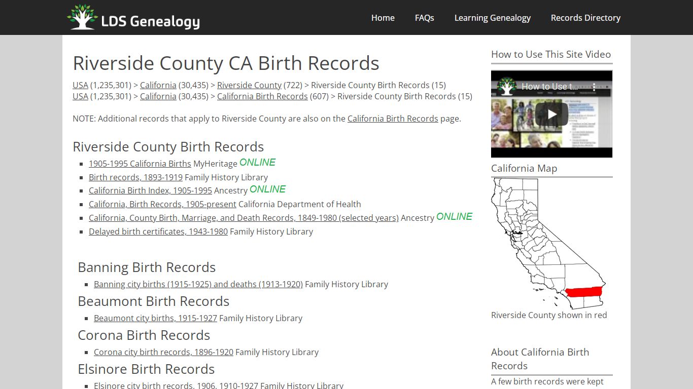 Riverside County CA Birth Records